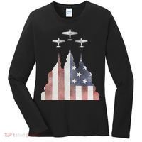 America Plane Patriotic Women's Long Sleeve Shirt thumb 0