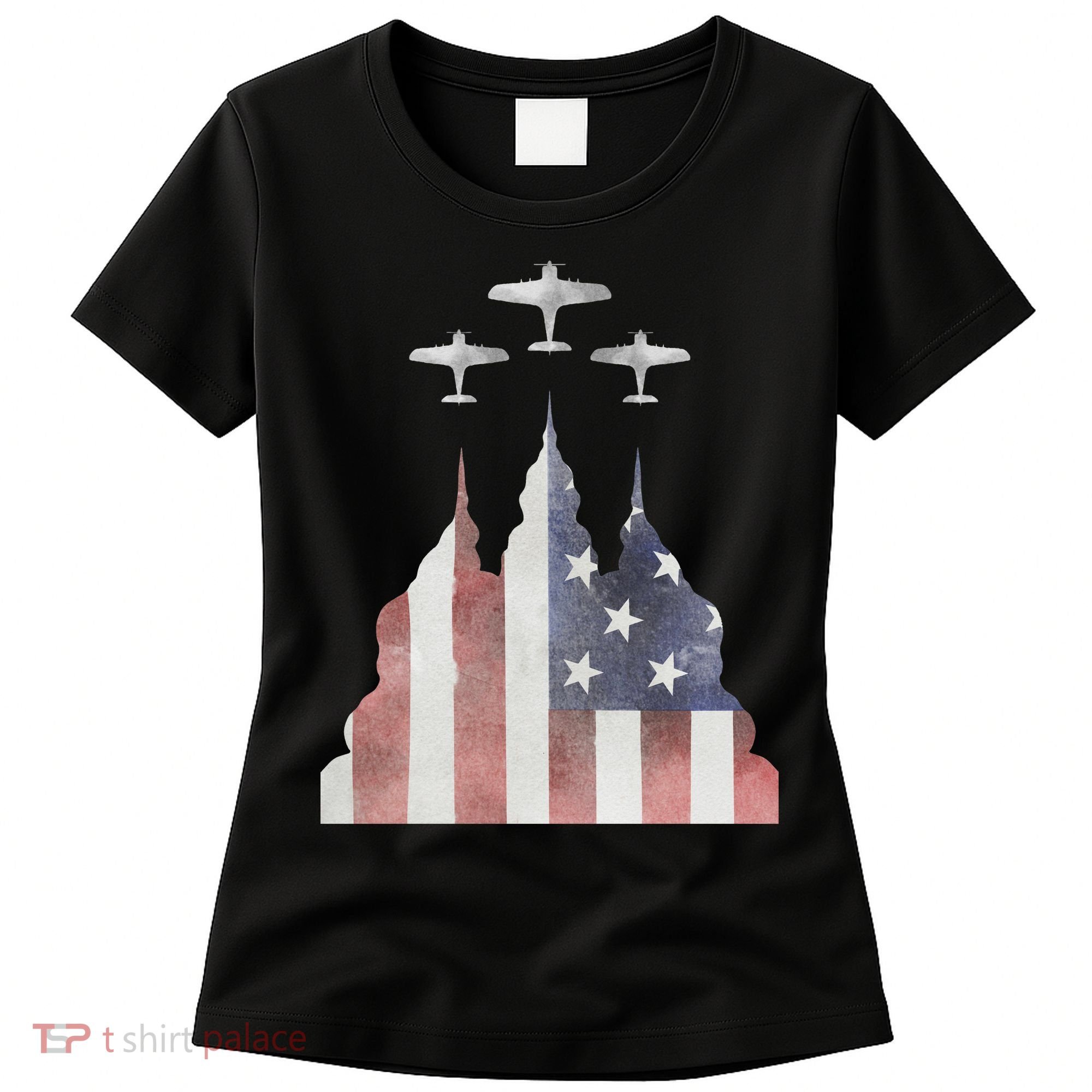 America Plane Patriotic Women's T-Shirt
