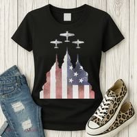 America Plane Patriotic Women's T-Shirt thumb 3