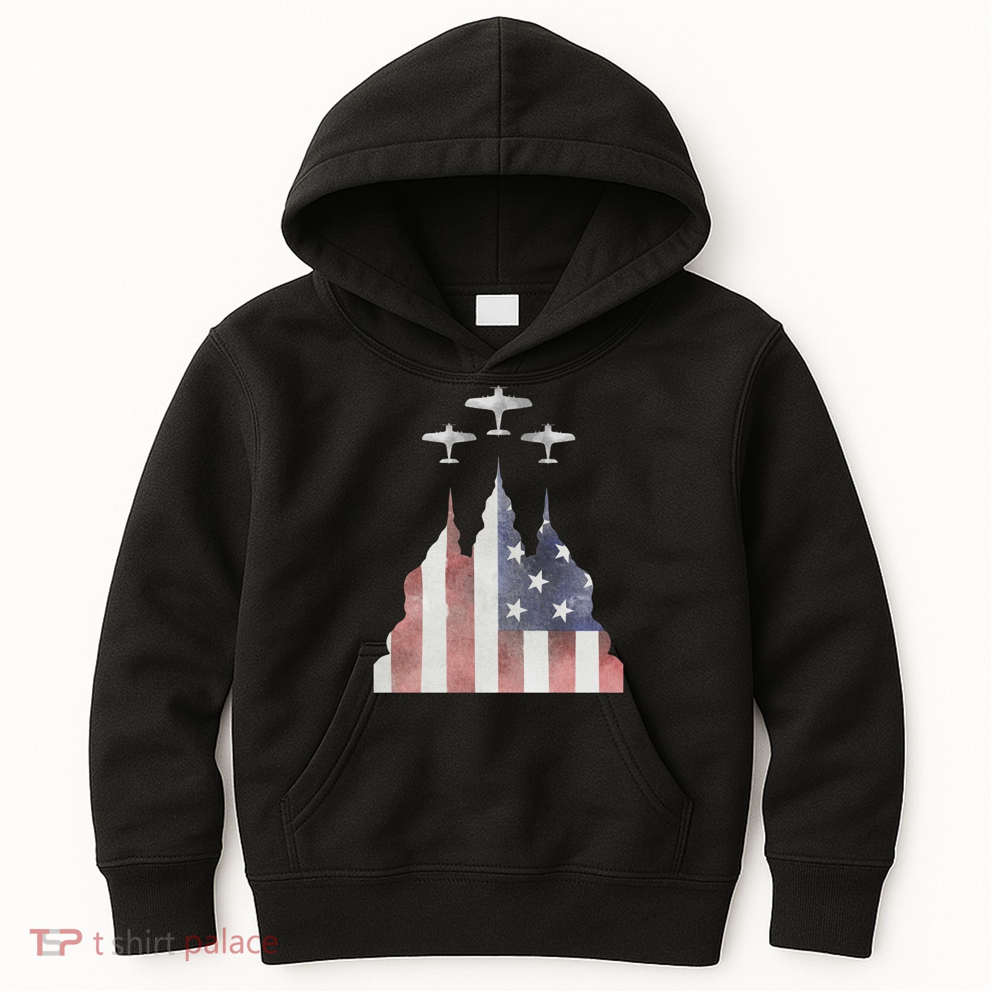 America Plane Patriotic Kids Hoodie