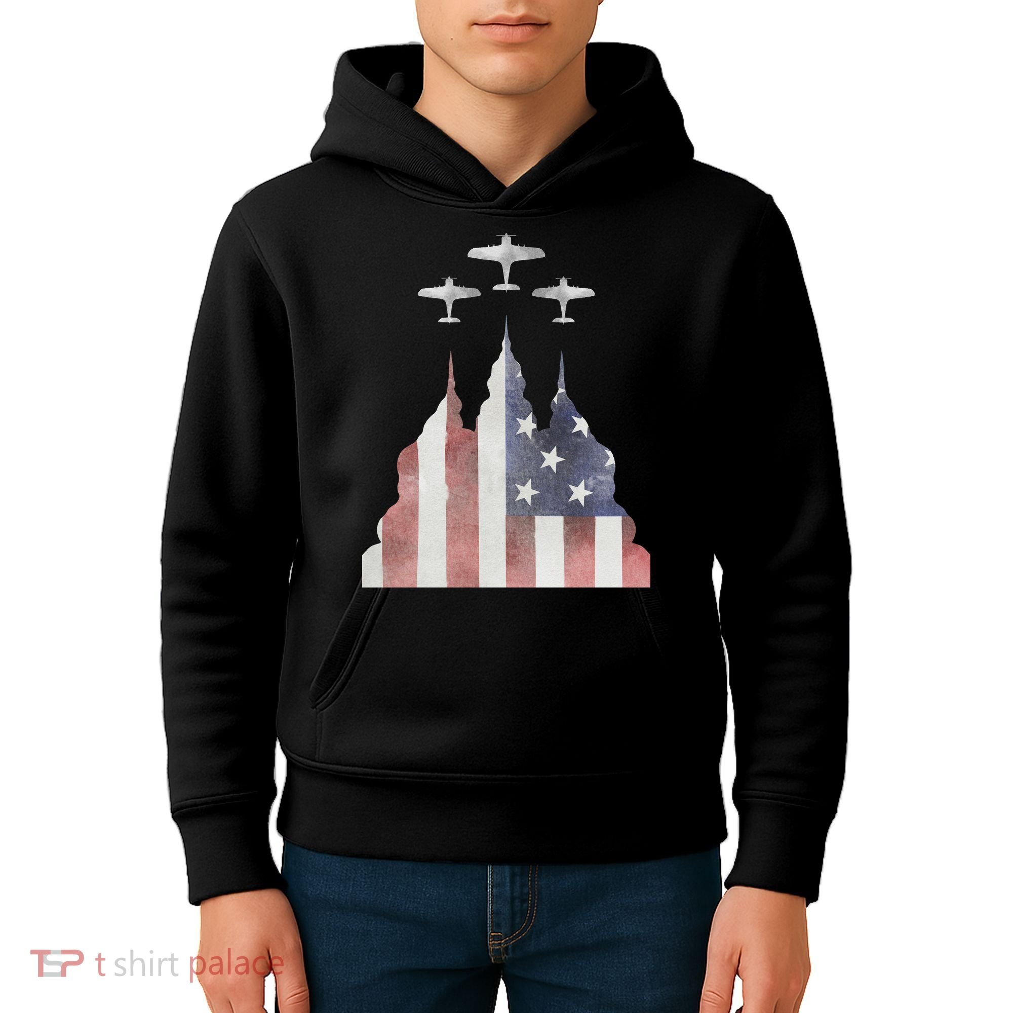 America Plane Patriotic Kids Hoodie