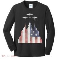 America Plane Patriotic Kids Long Sleeve Shirt thumb 0