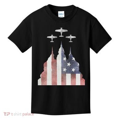 America Plane Patriotic Kids T-Shirt