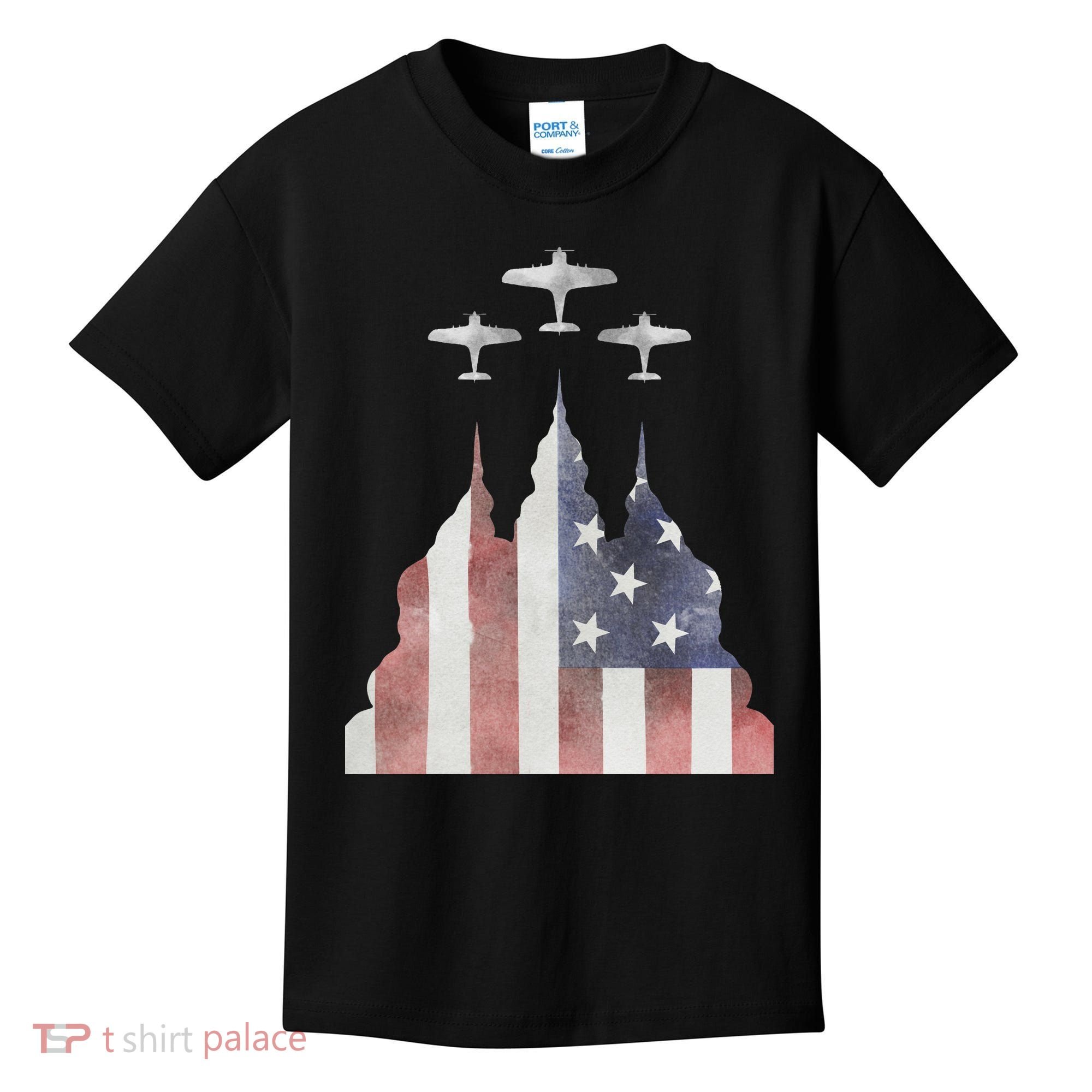 America Plane Patriotic Kids T-Shirt