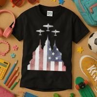 America Plane Patriotic Kids T-Shirt thumb 3