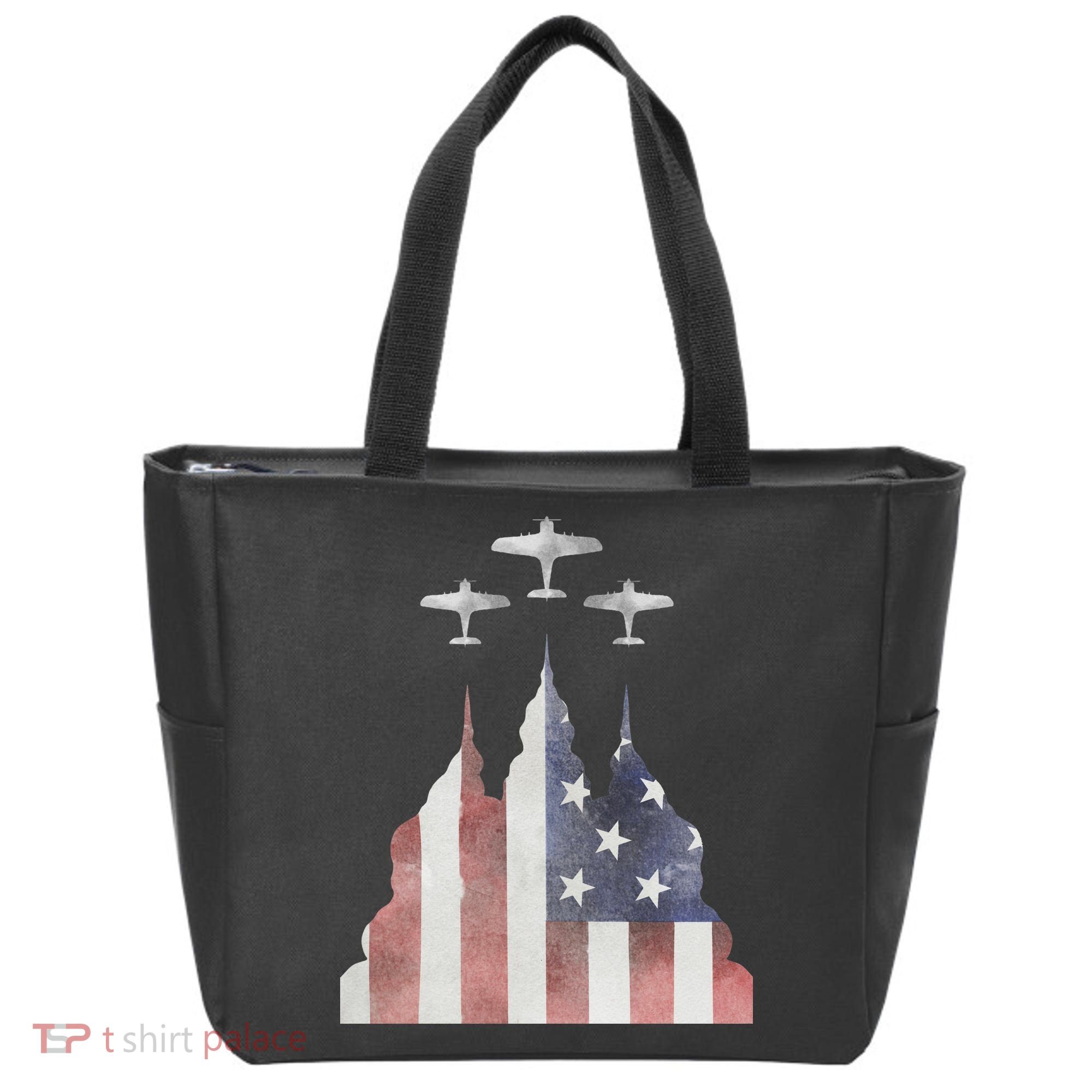 America Plane Patriotic Tote Bag