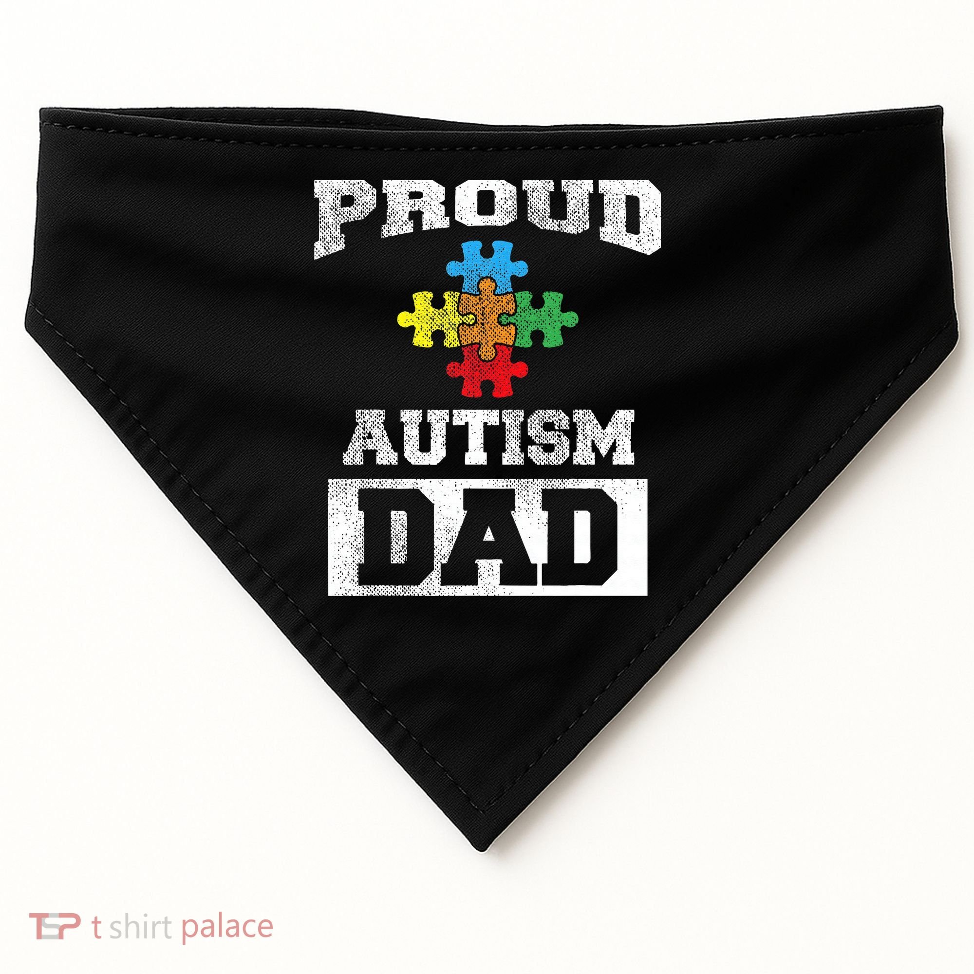 Autism Puzzle Piece Flag Autism Awareness For Dad USA-Made Doggie Bandana