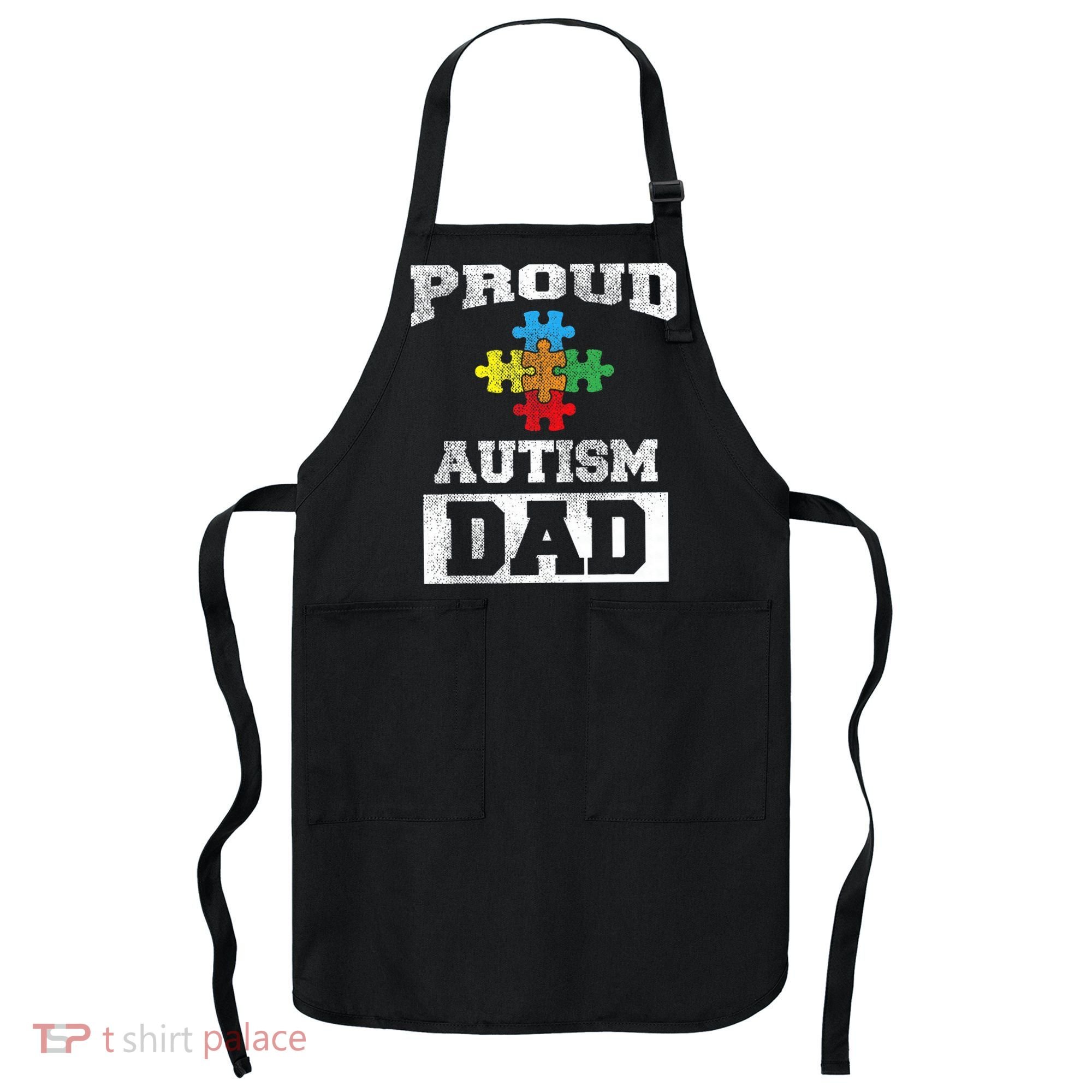 Autism Puzzle Piece Flag Autism Awareness For Dad Apron