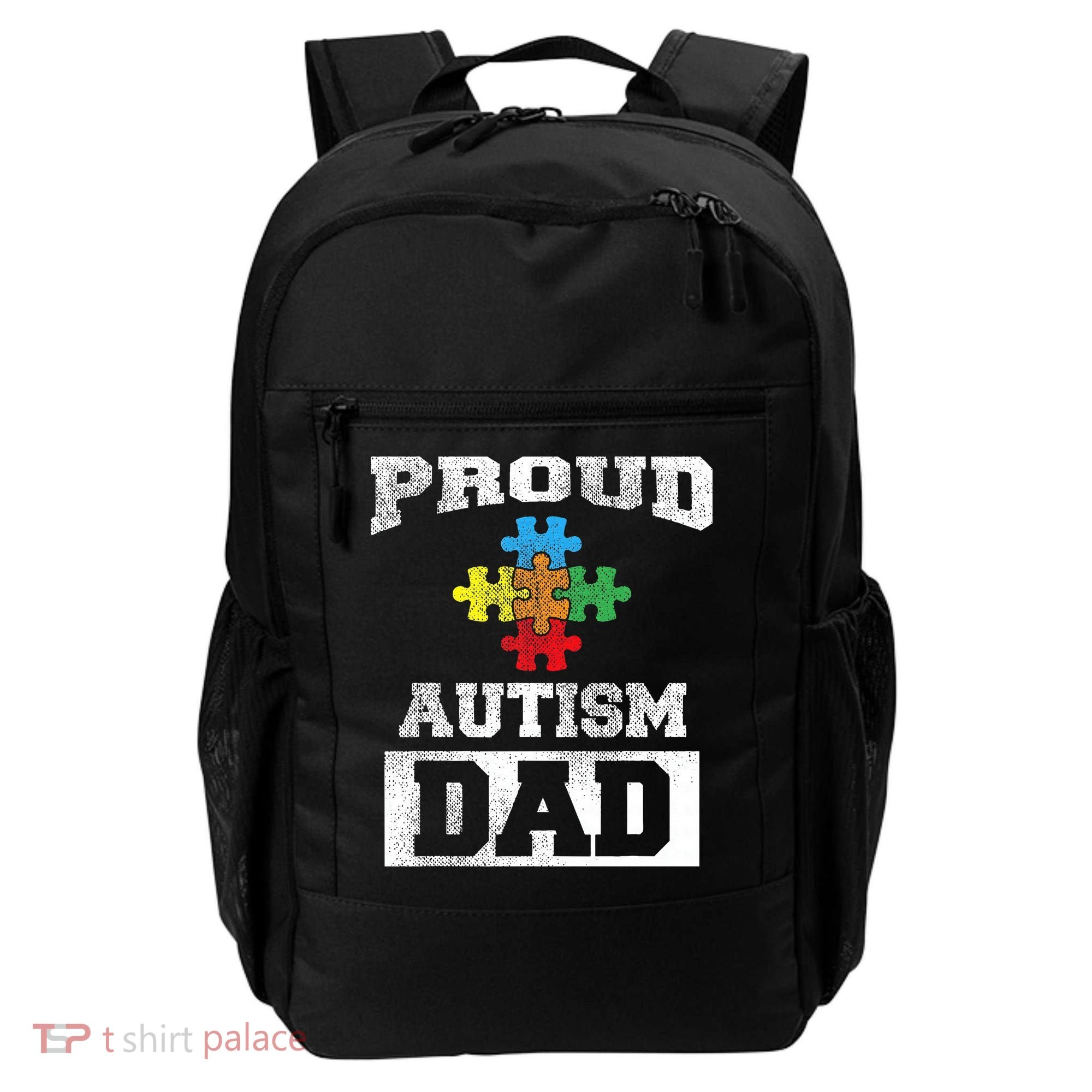 Autism Puzzle Piece Flag Autism Awareness For Dad Backpack