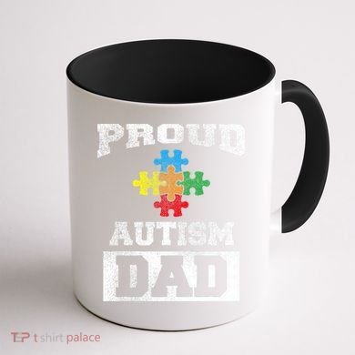 Autism Puzzle Piece Flag Autism Awareness For Dad Coffee Mug back