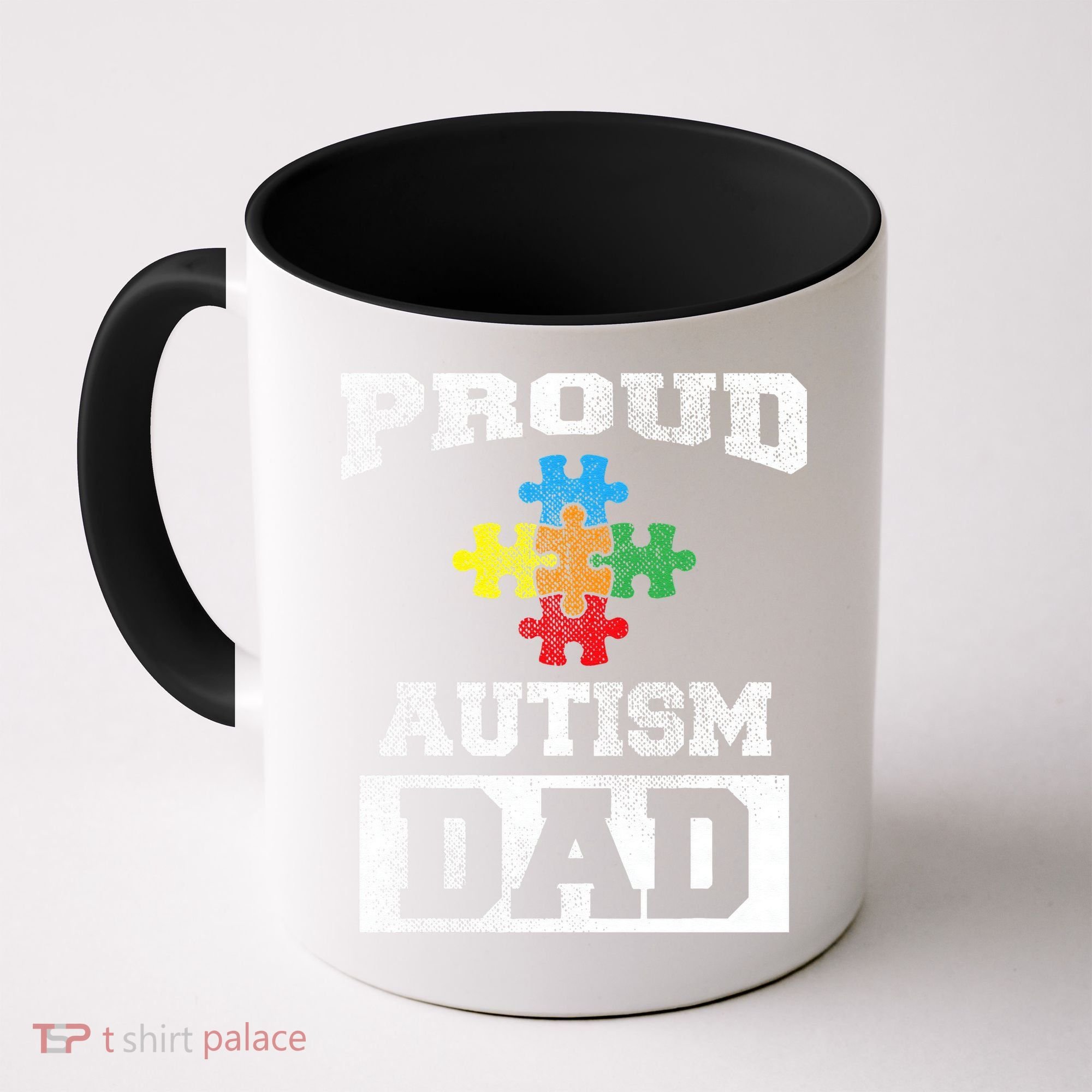 Autism Puzzle Piece Flag Autism Awareness For Dad Coffee Mug