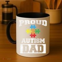 Autism Puzzle Piece Flag Autism Awareness For Dad Coffee Mug thumb 4