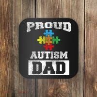 Autism Puzzle Piece Flag Autism Awareness For Dad Coaster thumb 0