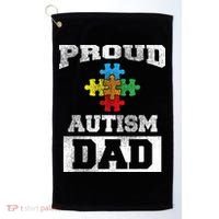 Autism Puzzle Piece Flag Autism Awareness For Dad Golf Towel thumb 0