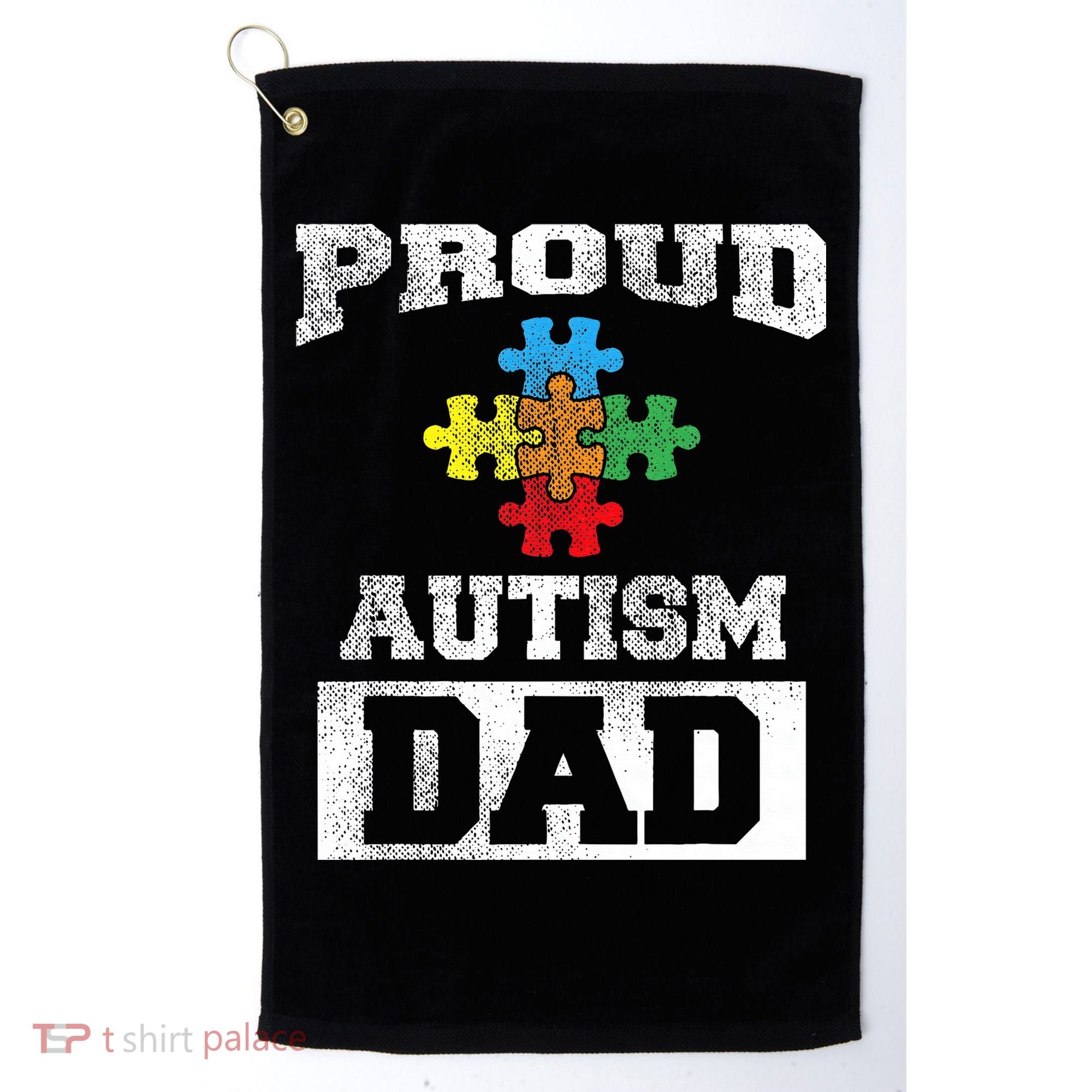 Autism Puzzle Piece Flag Autism Awareness For Dad Golf Towel