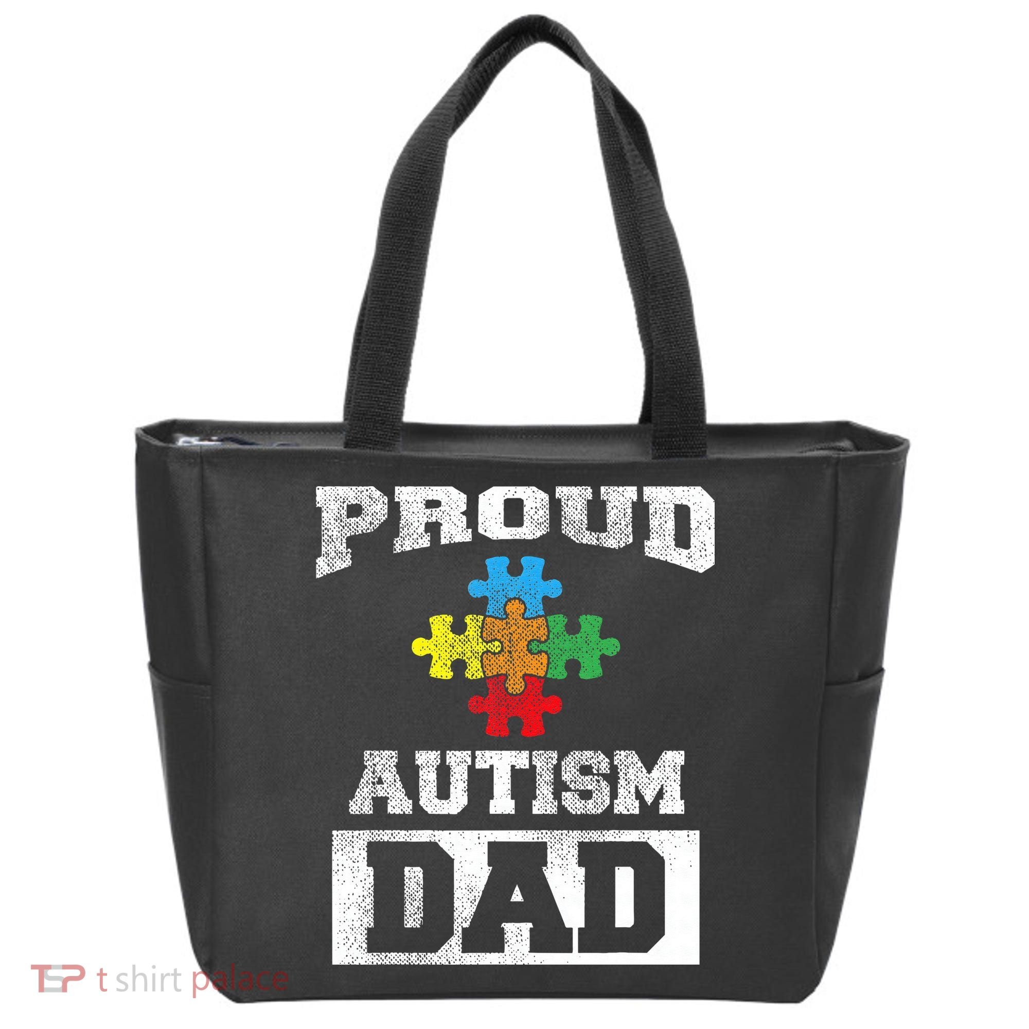 Autism Puzzle Piece Flag Autism Awareness For Dad Tote Bag
