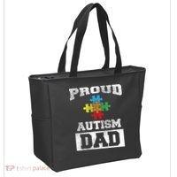 Autism Puzzle Piece Flag Autism Awareness For Dad Tote Bag thumb 2