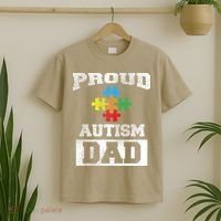 Autism Puzzle Piece Flag Autism Awareness For Dad T-Shirt thumb 2