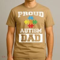 Autism Puzzle Piece Flag Autism Awareness For Dad T-Shirt thumb 3