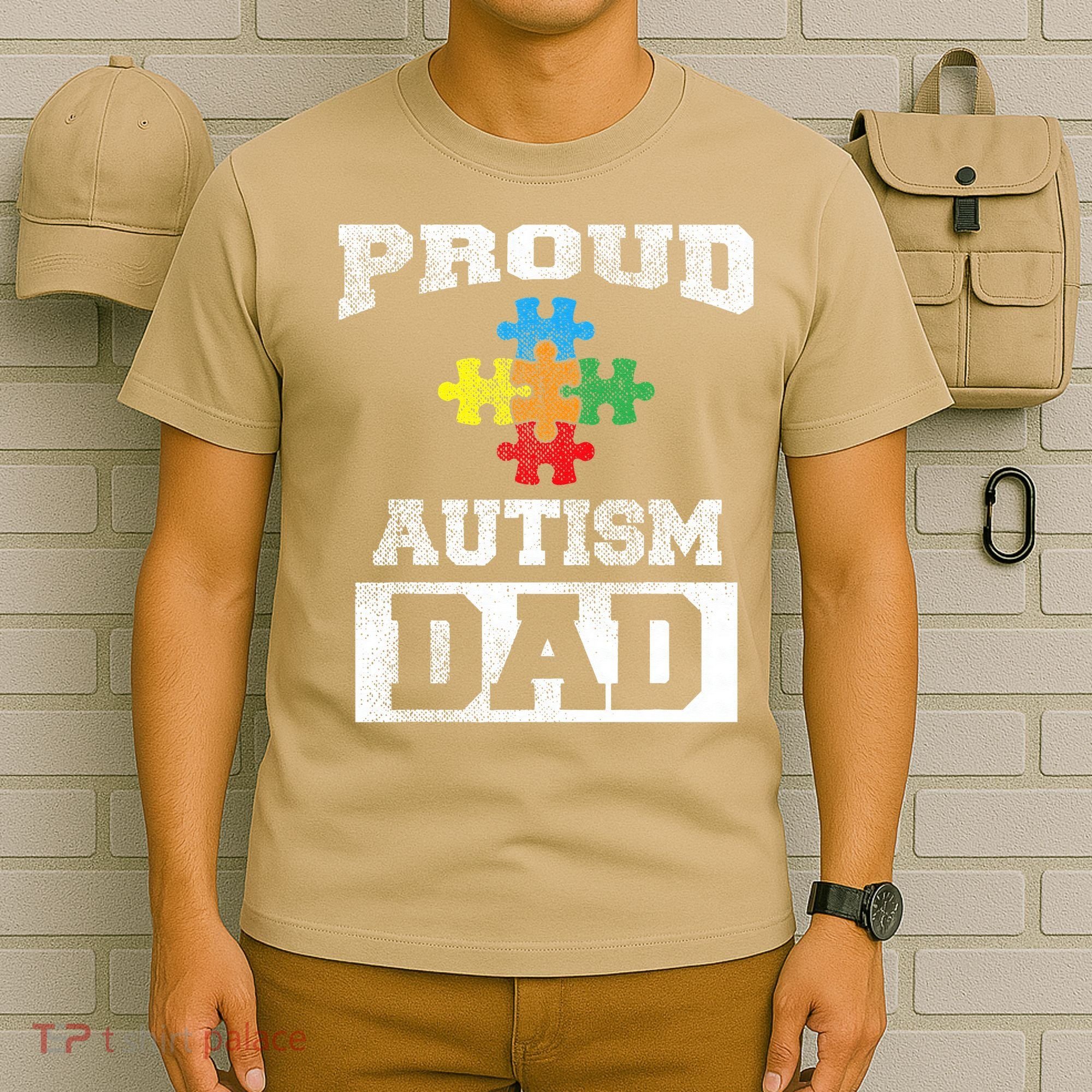Autism Puzzle Piece Flag Autism Awareness For Dad T-Shirt