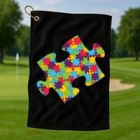Autism Puzzle Piece Gift Golf Towel thumb 1