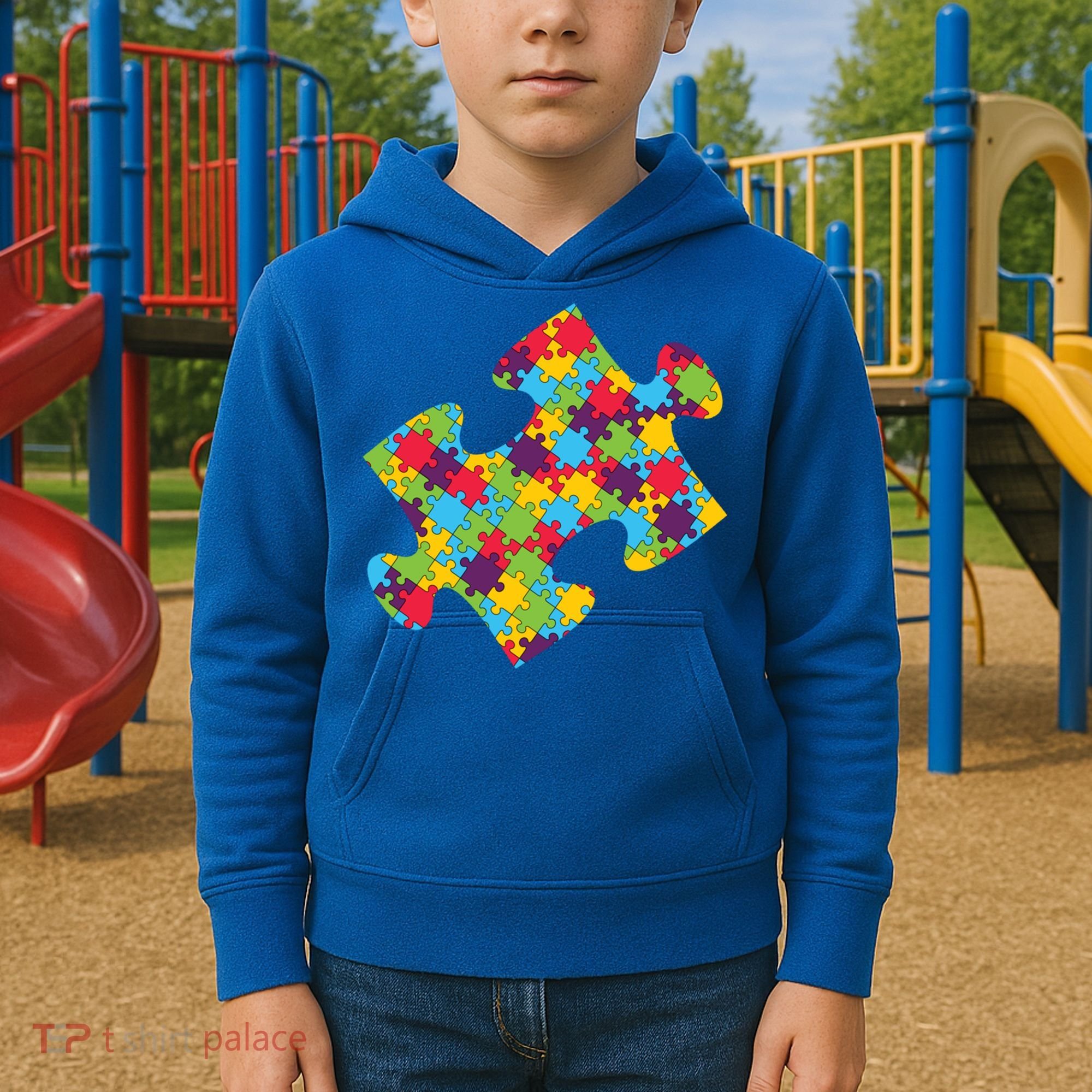 Autism Puzzle Piece Gift Kids Hoodie