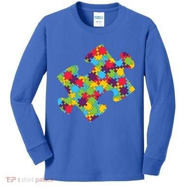 Autism Puzzle Piece Gift Kids Long Sleeve Shirt