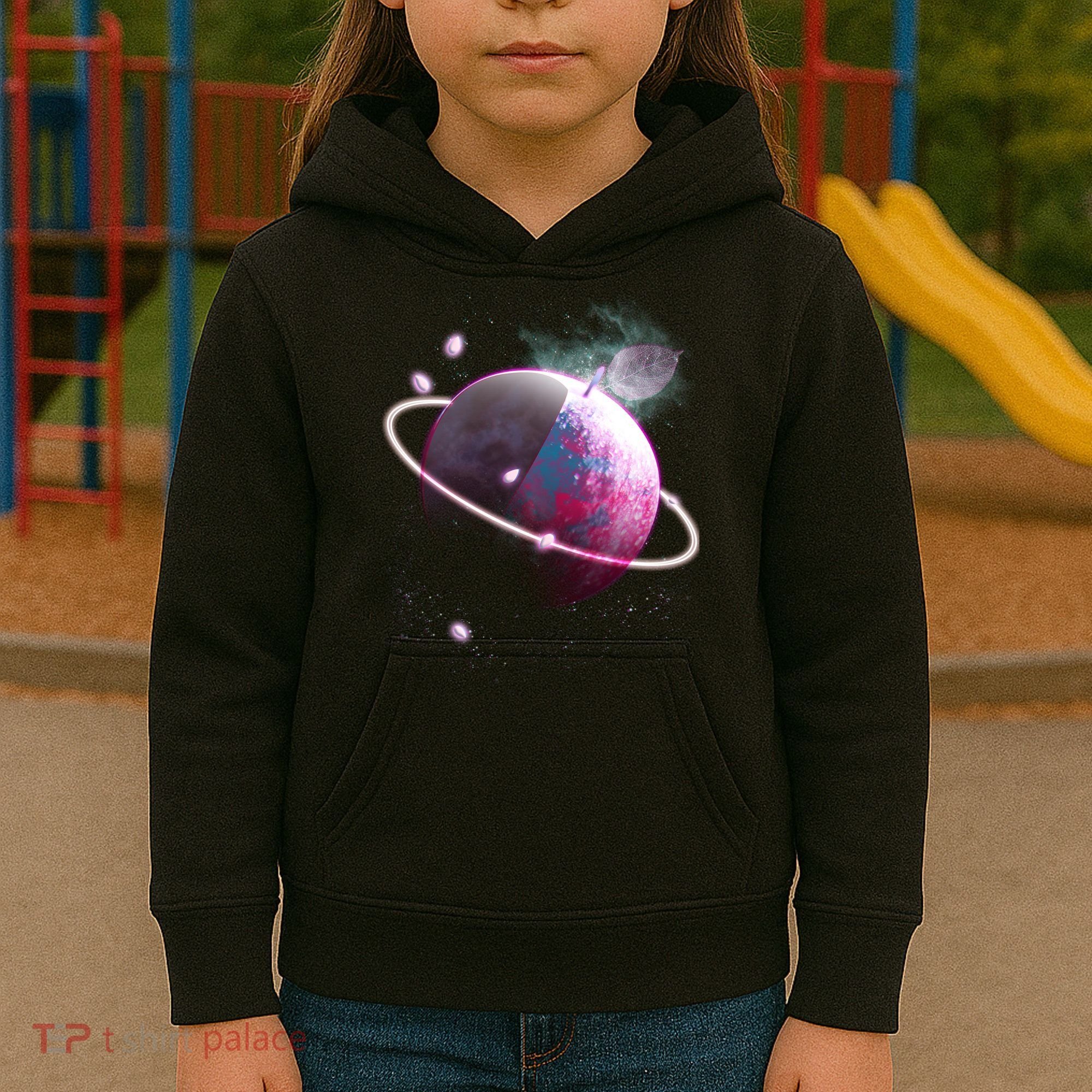 Apple Nebula Space Planet Kids Hoodie