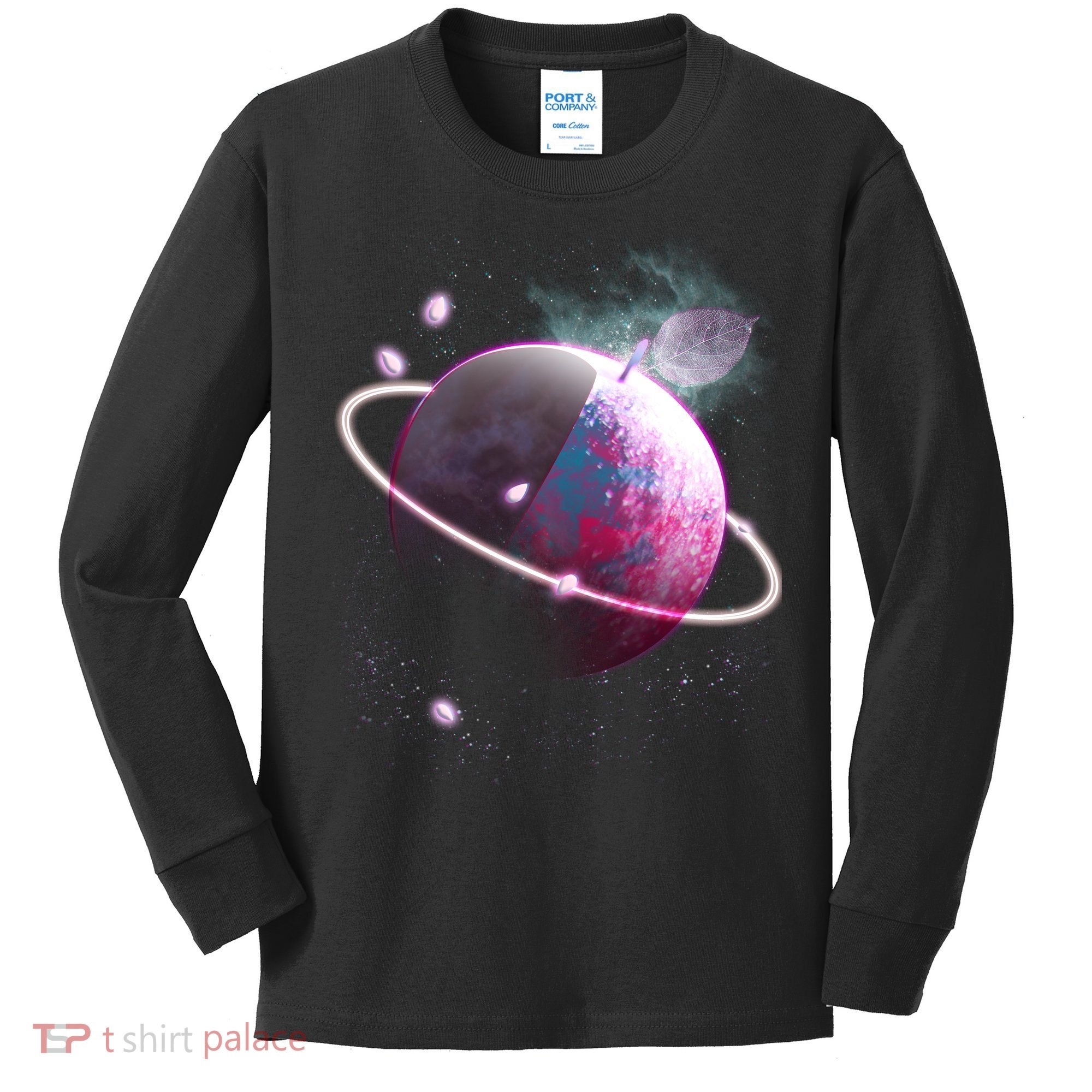 Apple Nebula Space Planet Kids Long Sleeve Shirt