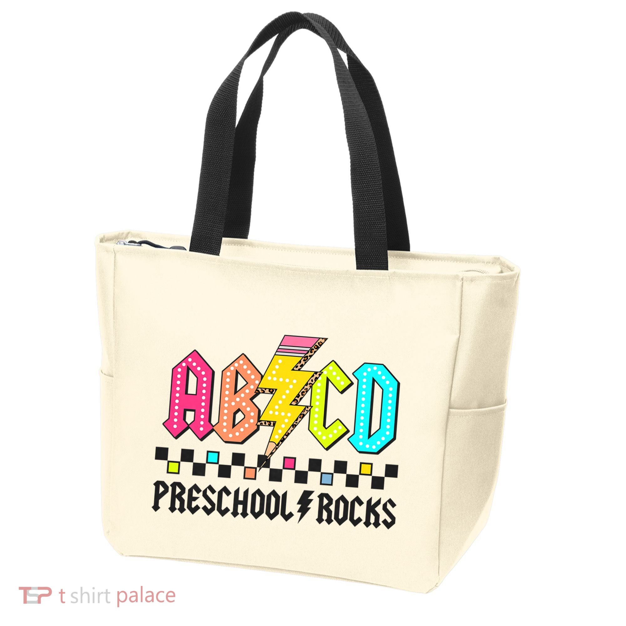 Abcd Preschool Rocks Pencil Lightning Teachers Rock Tote Bag