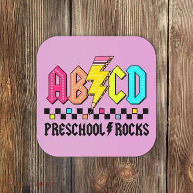 Abcd Preschool Rocks Pencil Lightning Teachers Rock Coaster