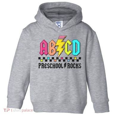 Abcd Preschool Rocks Pencil Lightning Teachers Rock Toddler Hoodie