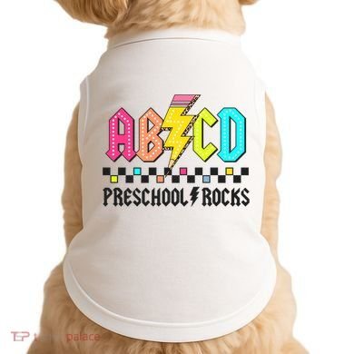 Abcd Preschool Rocks Pencil Lightning Teachers Rock Doggie Tank