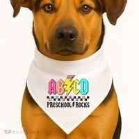 Abcd Preschool Rocks Pencil Lightning Teachers Rock USA-Made Doggie Bandana thumb 1