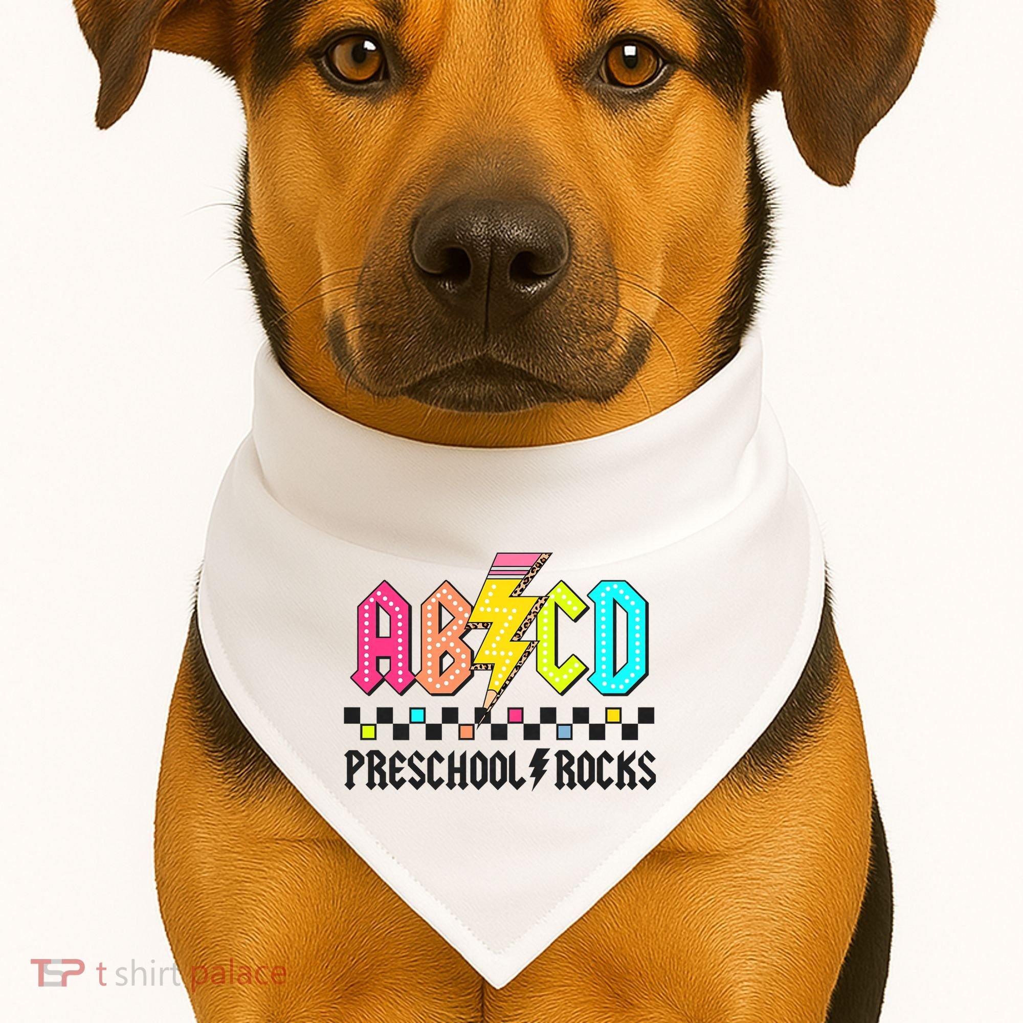 Abcd Preschool Rocks Pencil Lightning Teachers Rock USA-Made Doggie Bandana