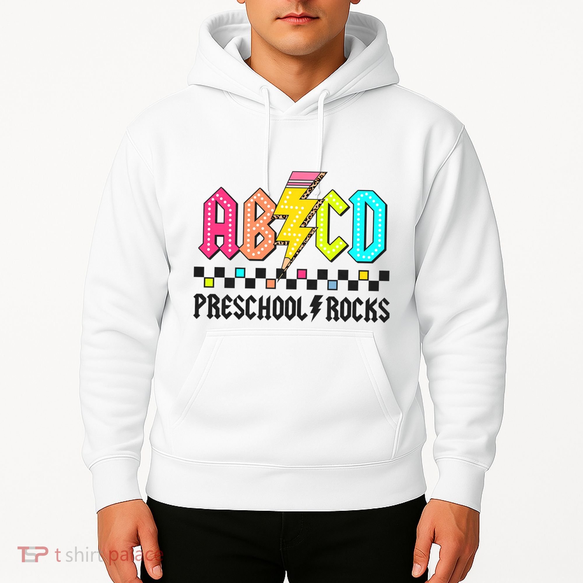 Abcd Preschool Rocks Pencil Lightning Teachers Rock Hoodie