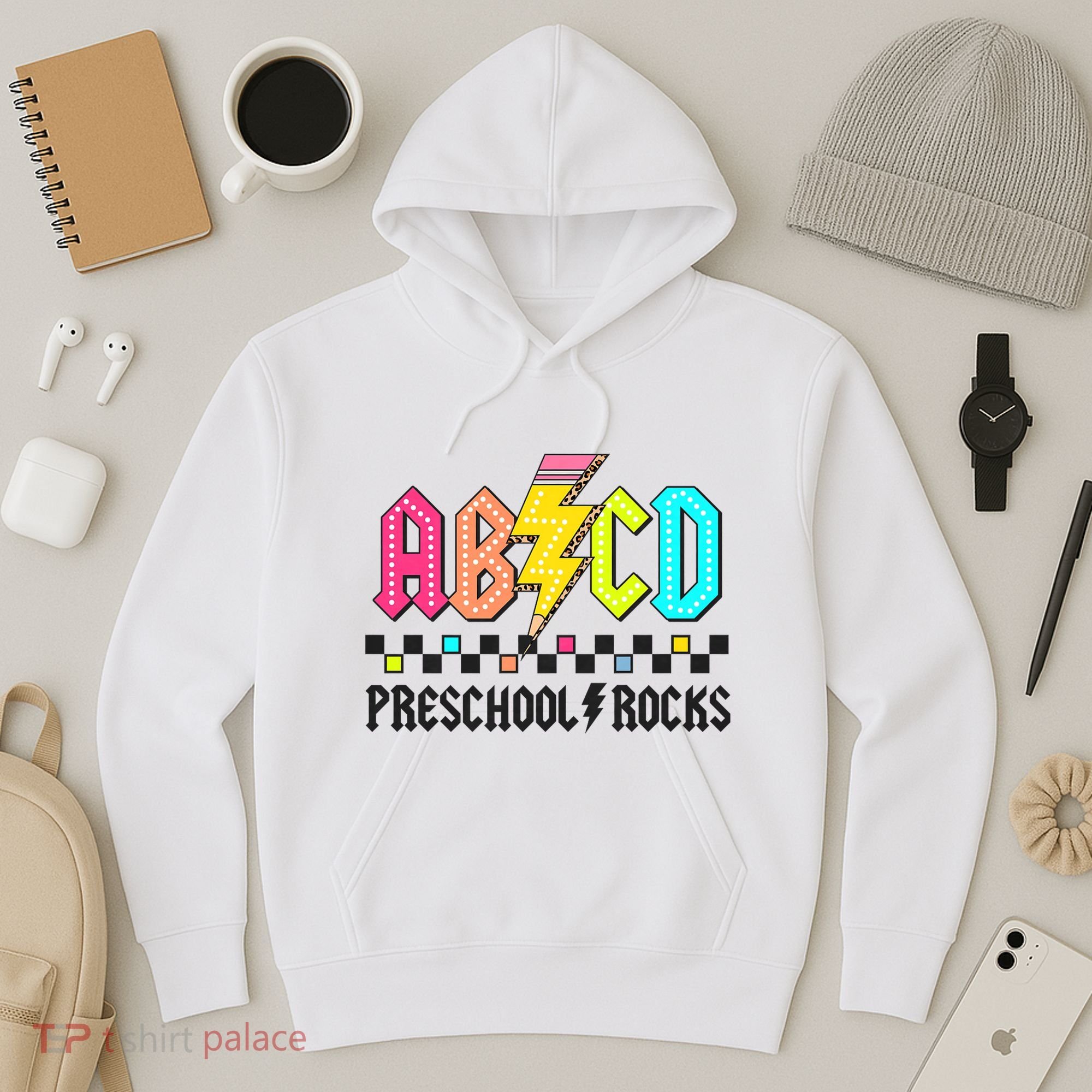 Abcd Preschool Rocks Pencil Lightning Teachers Rock Hoodie