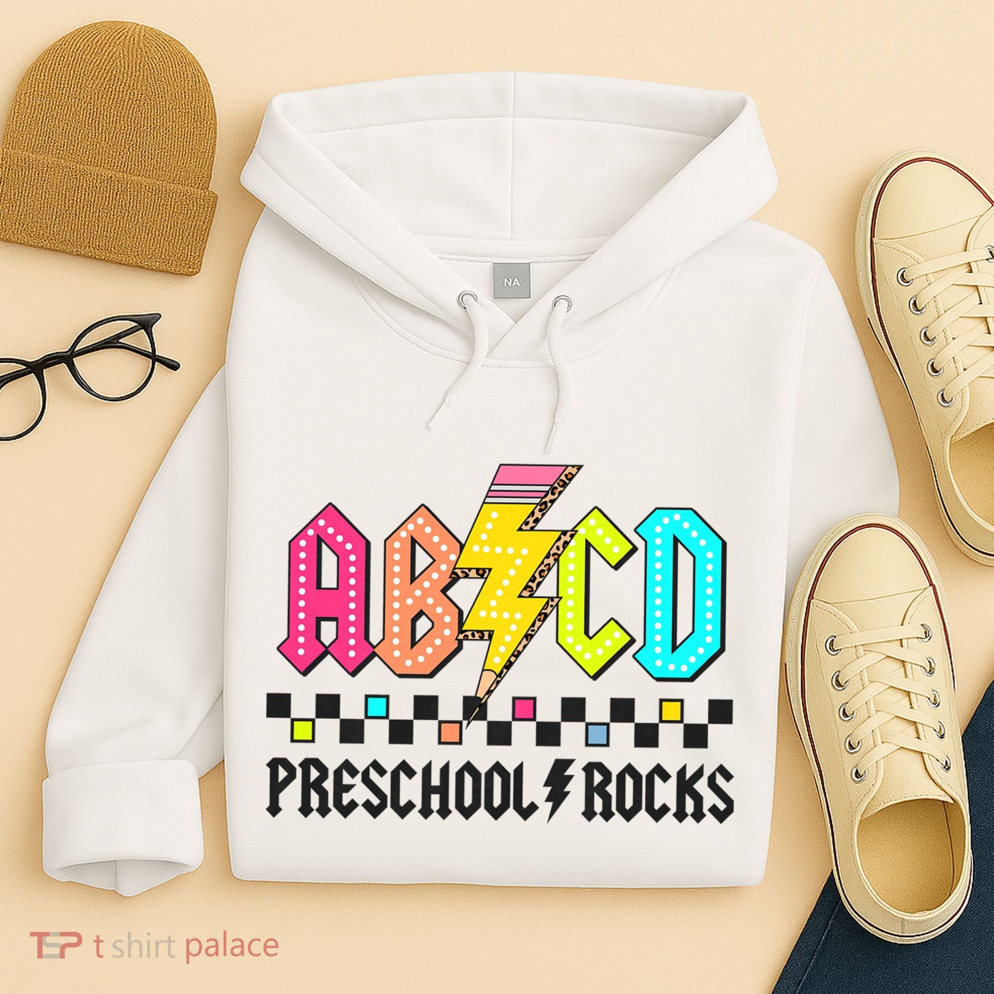 Abcd Preschool Rocks Pencil Lightning Teachers Rock Hoodie