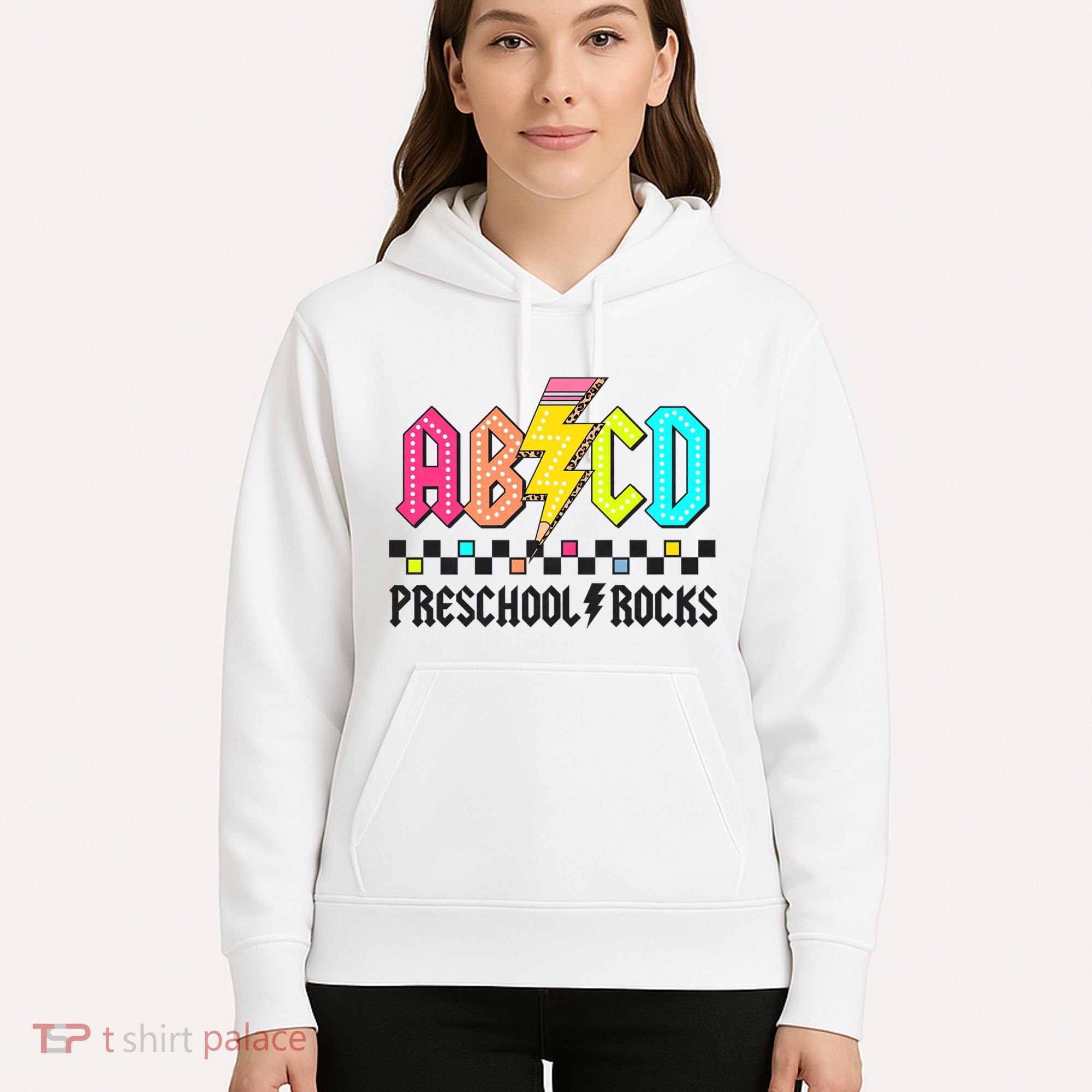 Abcd Preschool Rocks Pencil Lightning Teachers Rock Hoodie