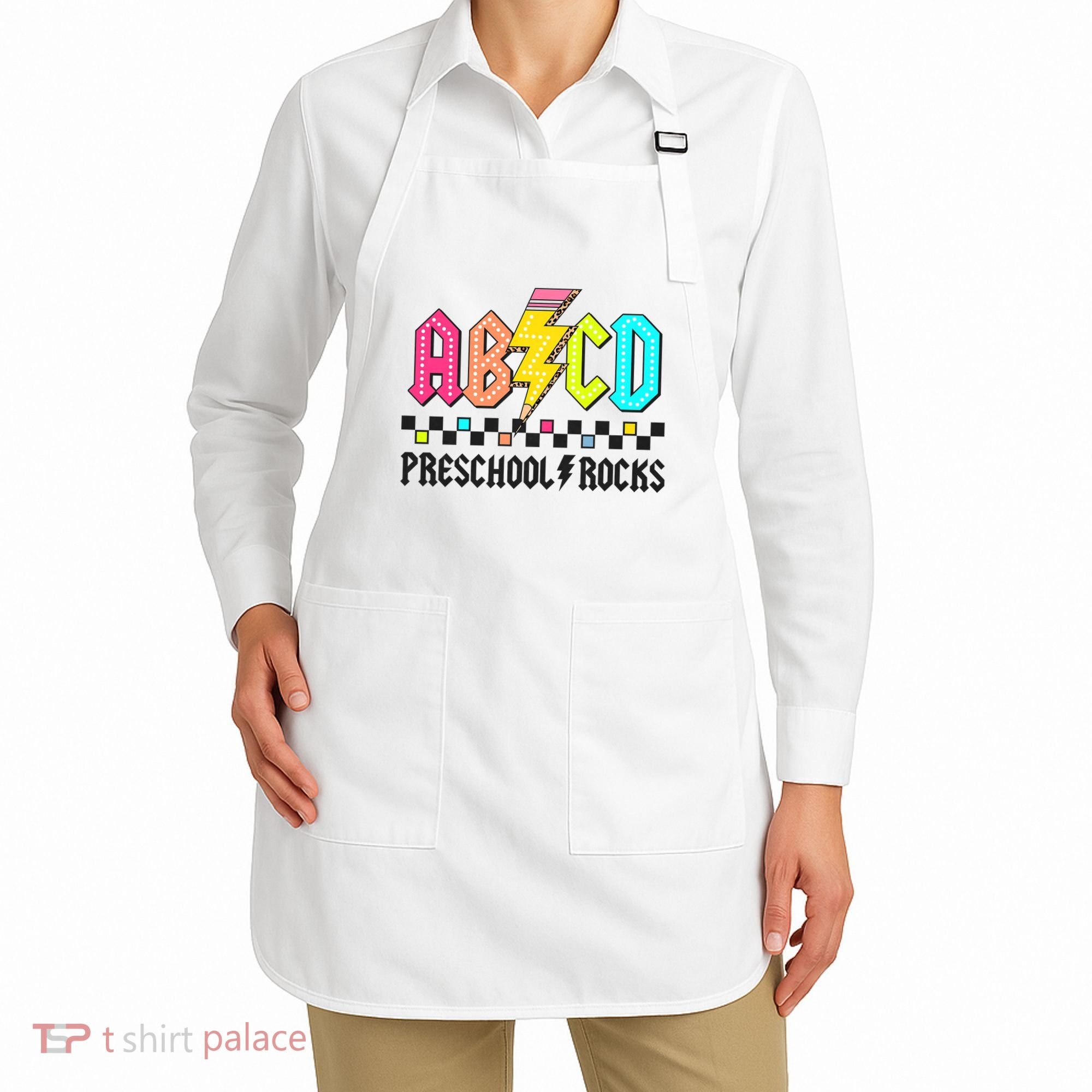 Abcd Preschool Rocks Pencil Lightning Teachers Rock Apron