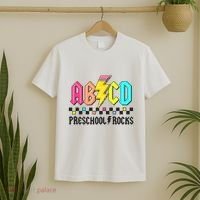 Abcd Preschool Rocks Pencil Lightning Teachers Rock T-Shirt thumb 2