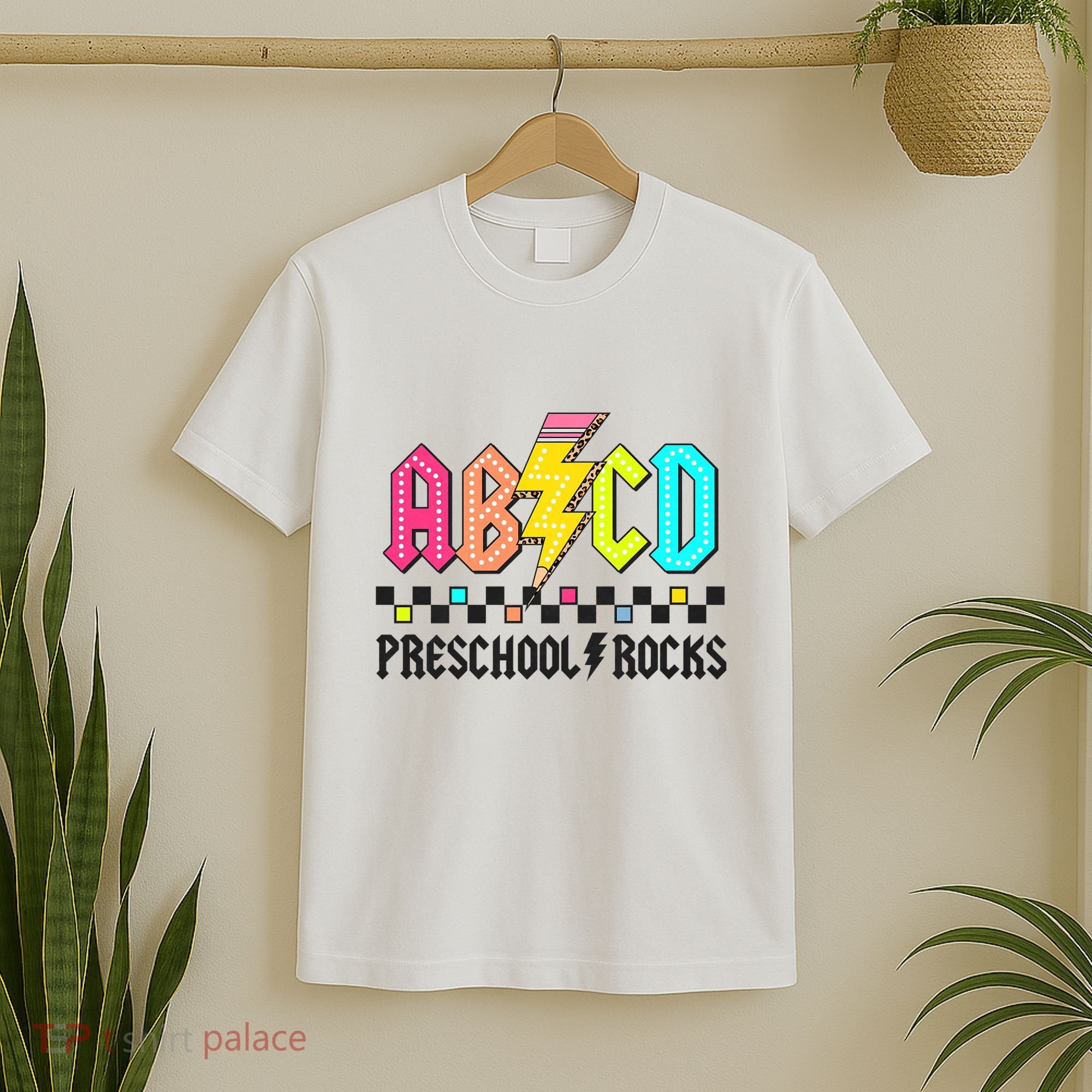 Abcd Preschool Rocks Pencil Lightning Teachers Rock T-Shirt