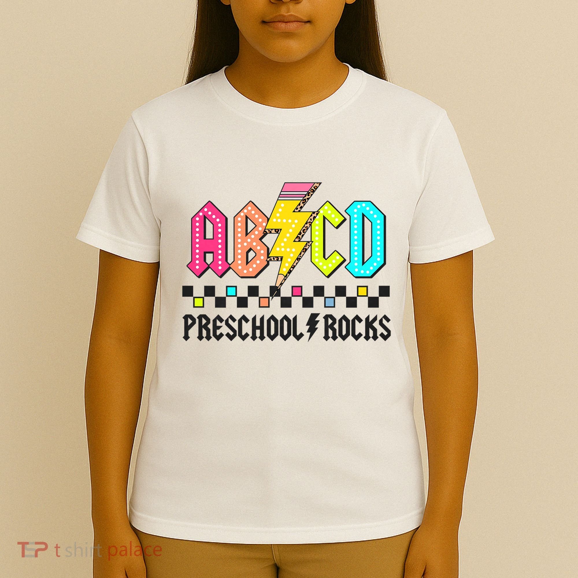 Abcd Preschool Rocks Pencil Lightning Teachers Rock T-Shirt