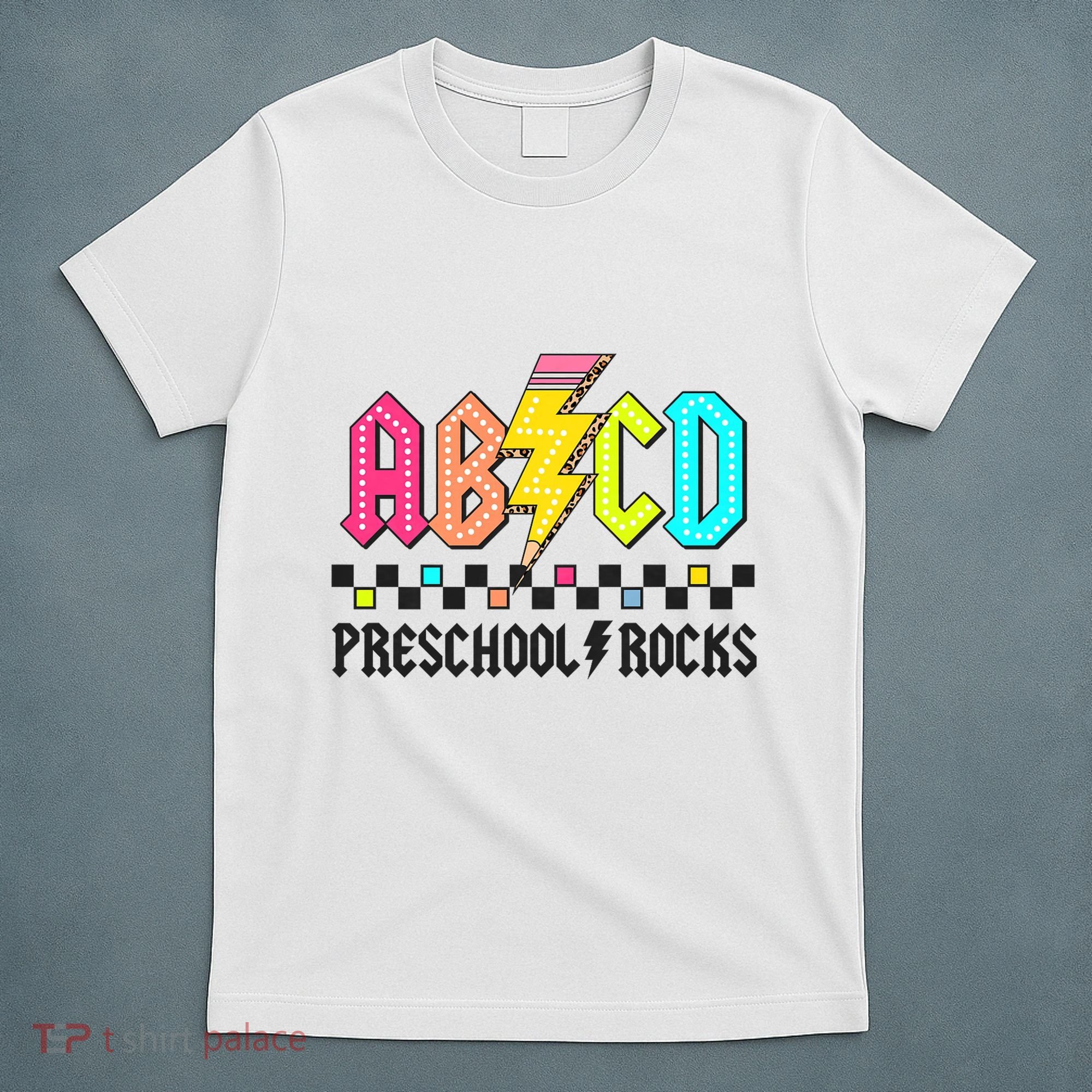 Abcd Preschool Rocks Pencil Lightning Teachers Rock T-Shirt