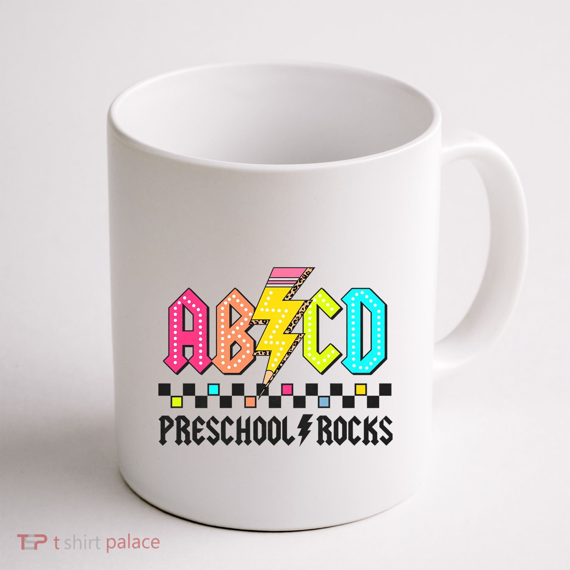 Abcd Preschool Rocks Pencil Lightning Teachers Rock Coffee Mug