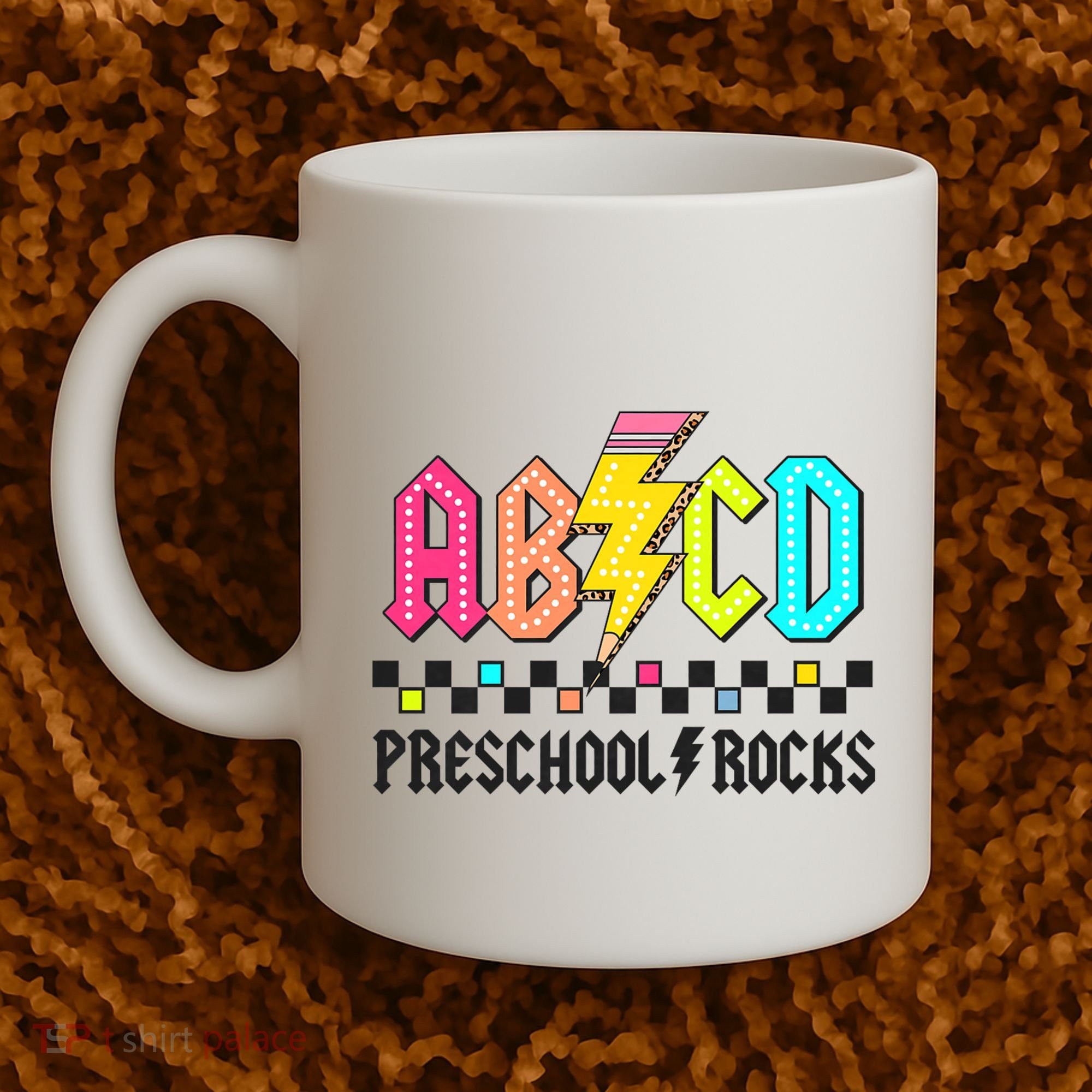 Abcd Preschool Rocks Pencil Lightning Teachers Rock Coffee Mug