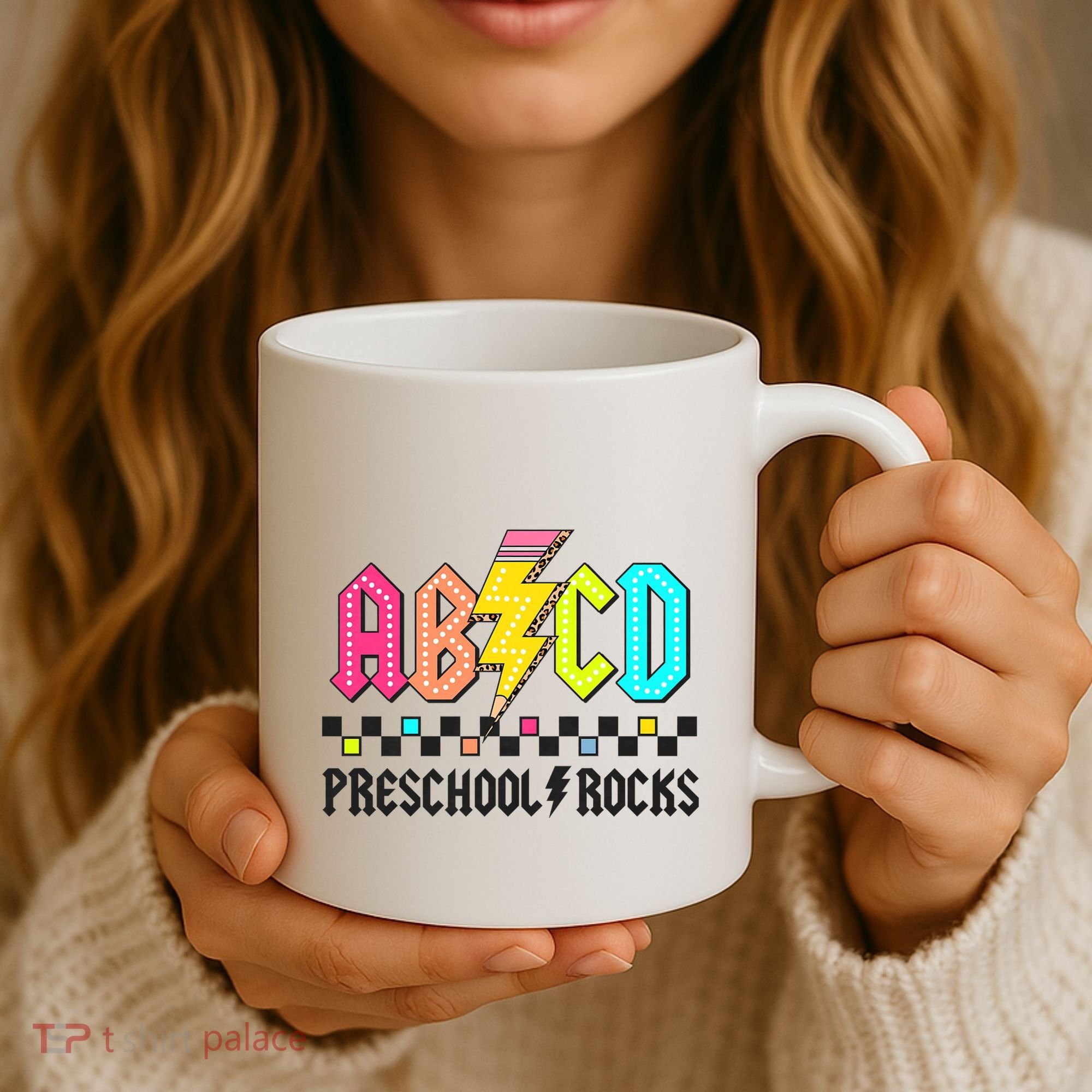 Abcd Preschool Rocks Pencil Lightning Teachers Rock Coffee Mug