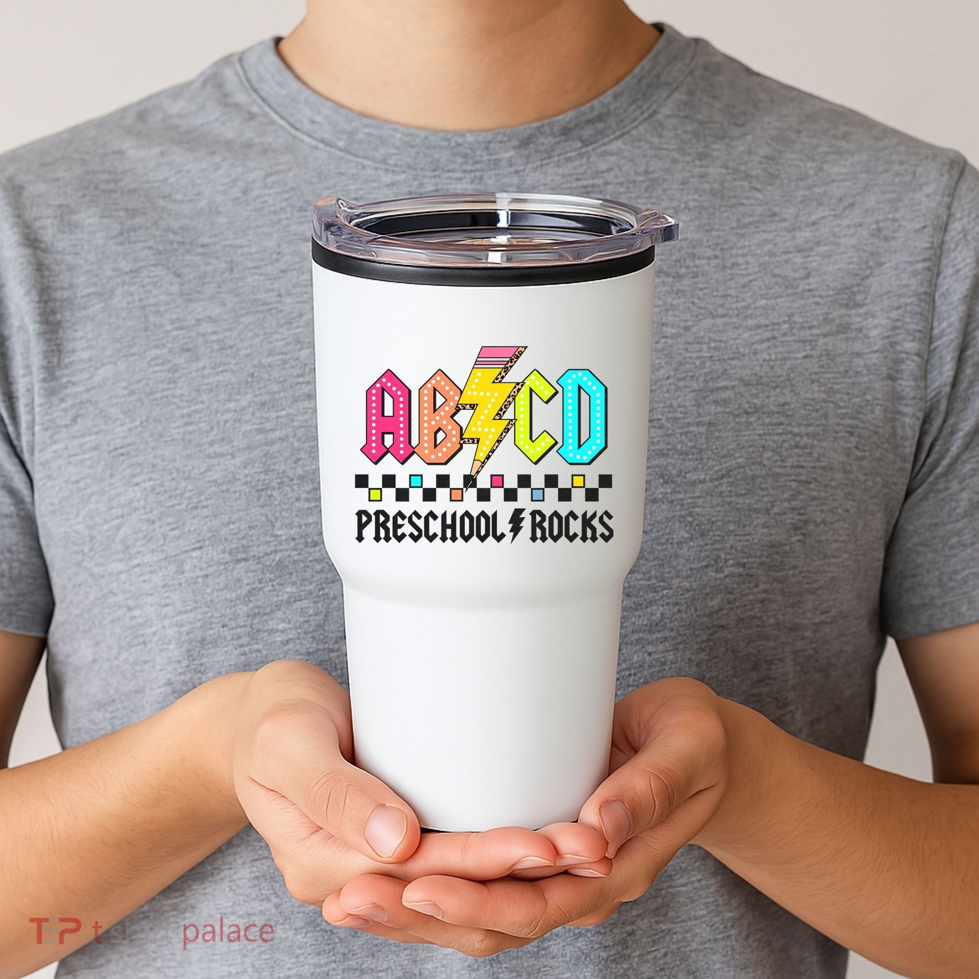 Abcd Preschool Rocks Pencil Lightning Teachers Rock Tumbler