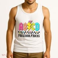 Abcd Preschool Rocks Pencil Lightning Teachers Rock Tank Top thumb 3