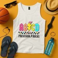 Abcd Preschool Rocks Pencil Lightning Teachers Rock Tank Top thumb 4